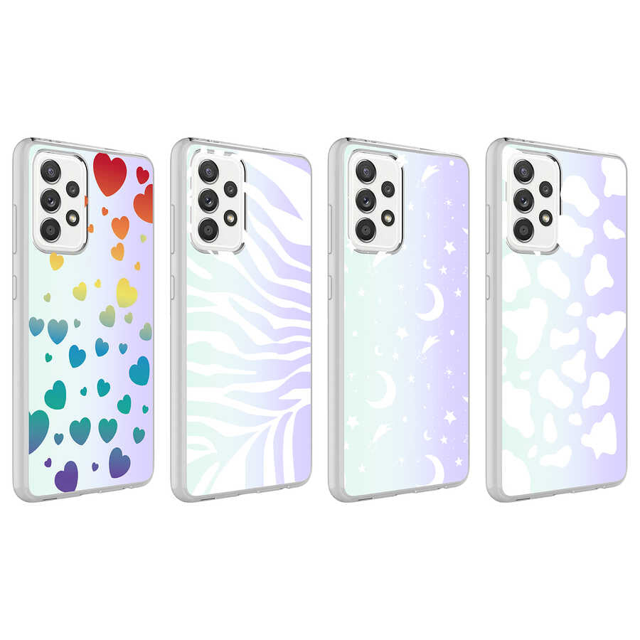 Galaxy A72 Kılıf Zore M-Blue Desenli Kapak Moon No4