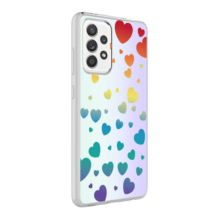 Galaxy A72 Kılıf Zore M-Blue Desenli Kapak Heart No3