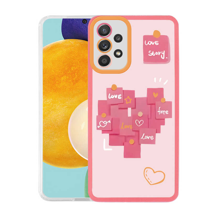 Galaxy A72 Kılıf Zore M-Fit Desenli Kapak Love Story No2
