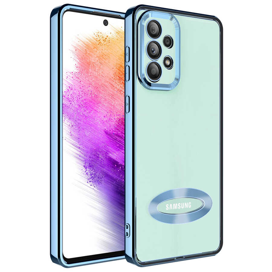 Galaxy A73 Kılıf Kamera Korumalı Logo Gösteren Zore Omega Kapak Sierra Mavi