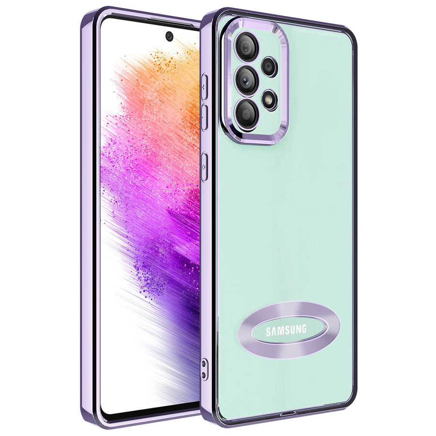 Galaxy A73 Kılıf Kamera Korumalı Logo Gösteren Zore Omega Kapak Lila