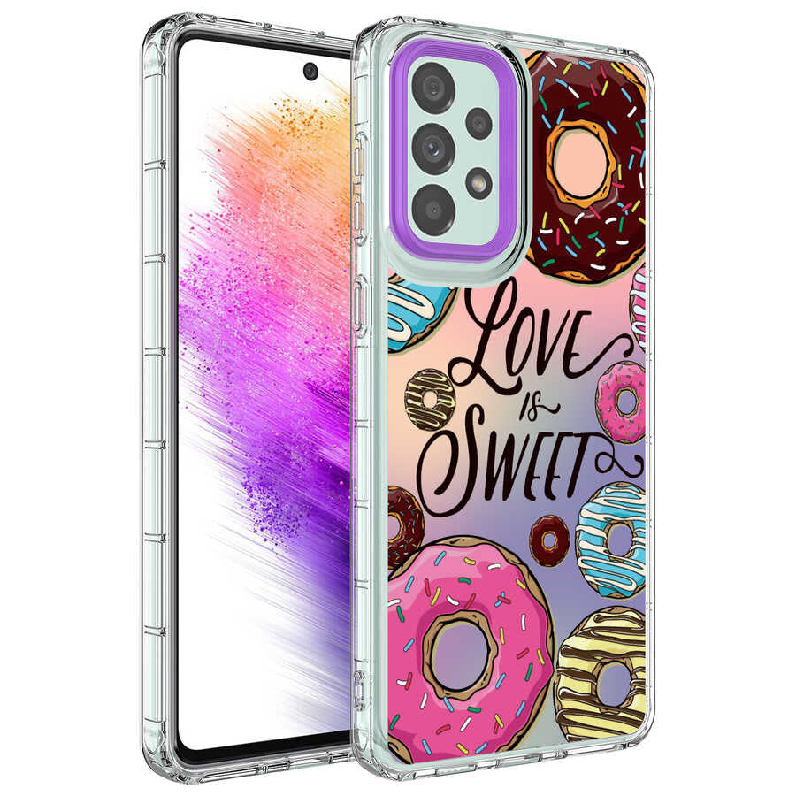 Galaxy A73 Kılıf Kamera Korumalı Renkli Desenli Sert Silikon Zore Korn Kapak NO11