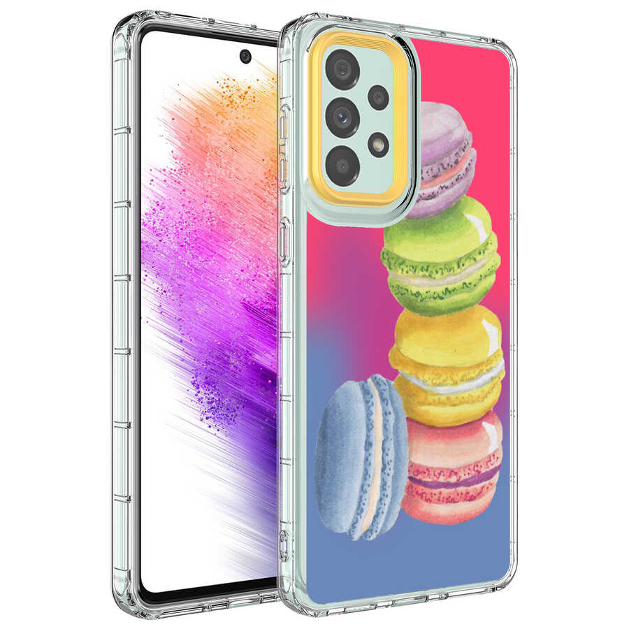Galaxy A73 Kılıf Kamera Korumalı Renkli Desenli Sert Silikon Zore Korn Kapak NO12