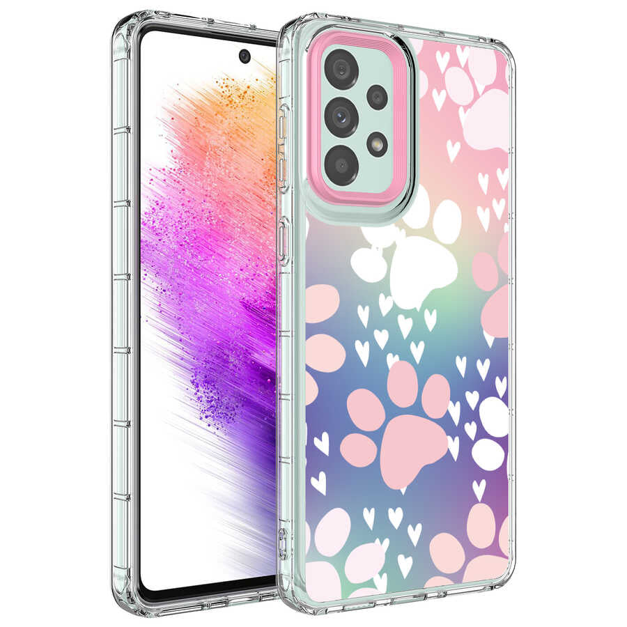 Galaxy A73 Kılıf Kamera Korumalı Renkli Desenli Sert Silikon Zore Korn Kapak NO7