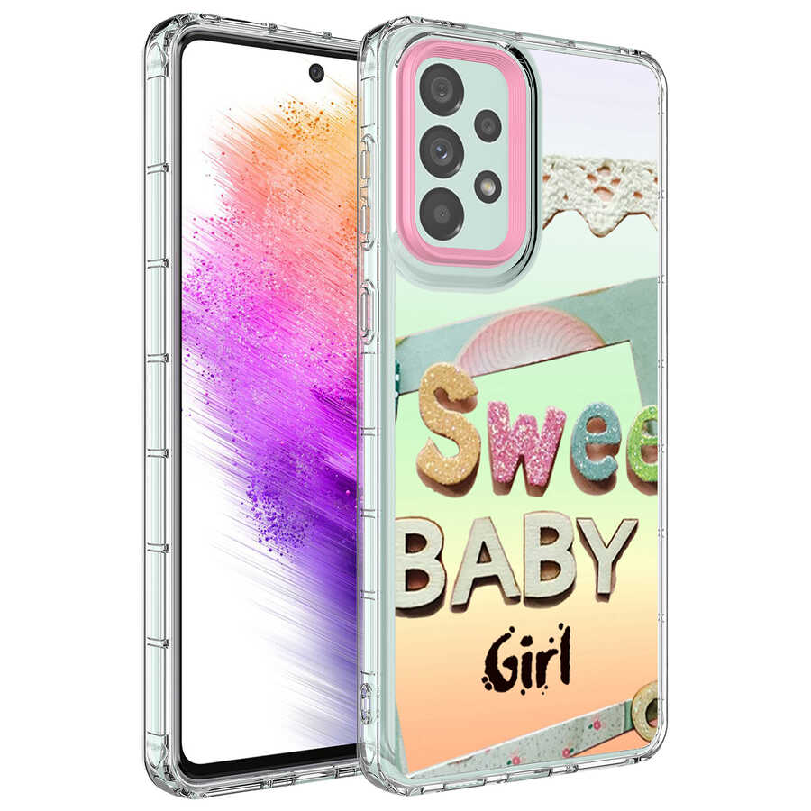 Galaxy A73 Kılıf Kamera Korumalı Renkli Desenli Sert Silikon Zore Korn Kapak NO14