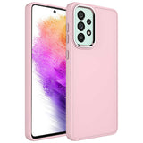 Galaxy A73 Kılıf Metal Çerçeve ve Buton Tasarımlı Silikon Zore Luna Kapak Pembe