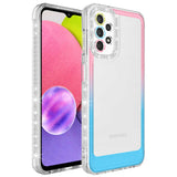 Galaxy A73 Kılıf Simli ve Renk Geçiş Tasarımlı Lens Korumalı Zore Park Kapak Yeşil-Mavi