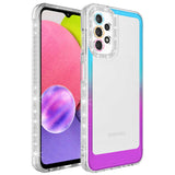 Galaxy A73 Kılıf Simli ve Renk Geçiş Tasarımlı Lens Korumalı Zore Park Kapak Mavi-Mor