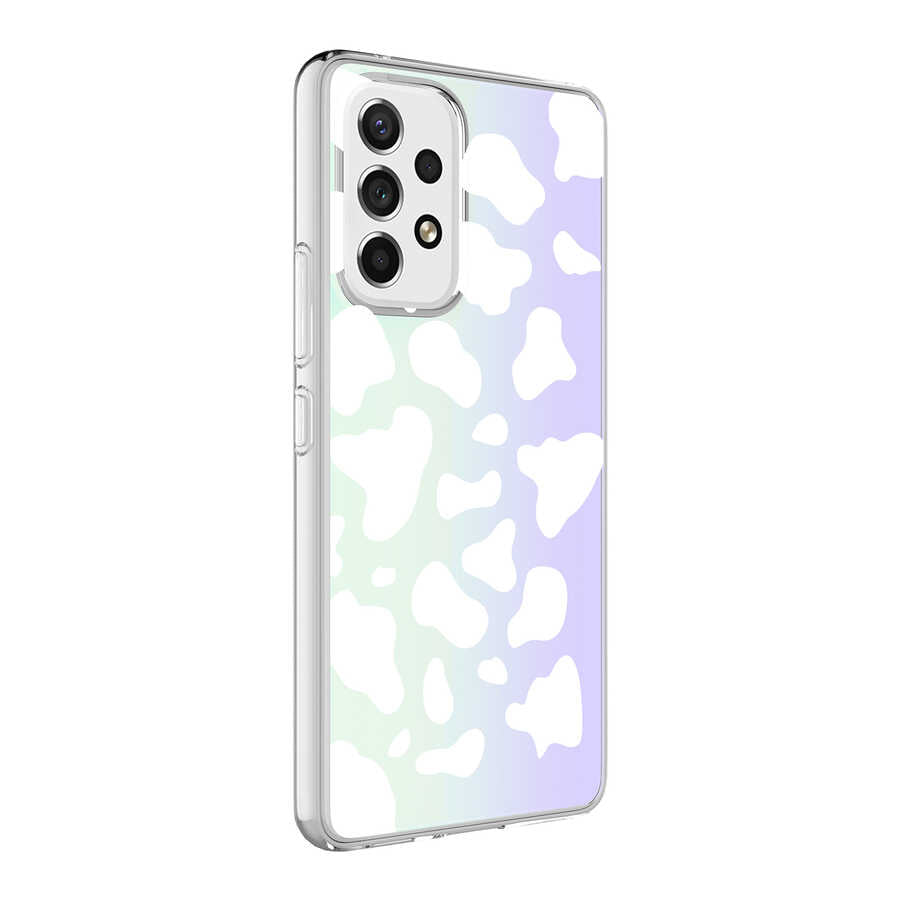 Galaxy A73 Kılıf Zore M-Blue Desenli Kapak Heart No3