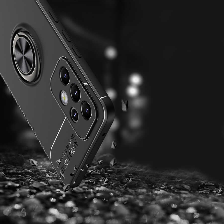 Galaxy A73 Kılıf Zore Ravel Silikon Kapak Siyah-Kırmızı