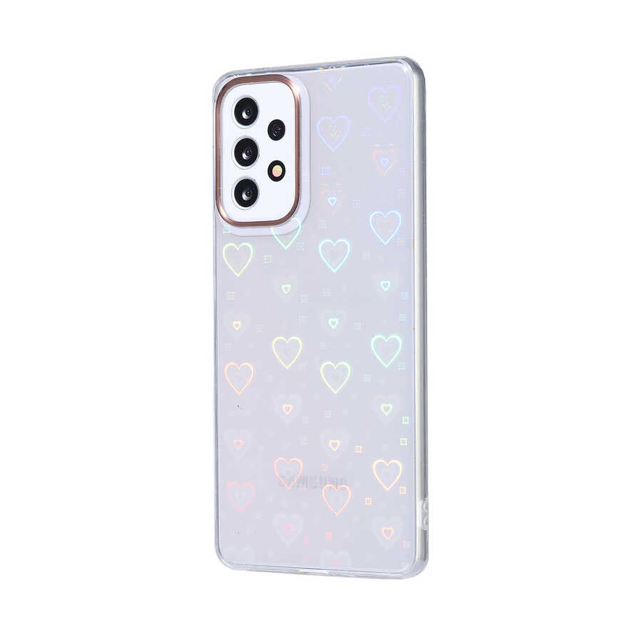 Galaxy A73 Kılıf Zore Sidney Desenli Sert Kapak Heart No1