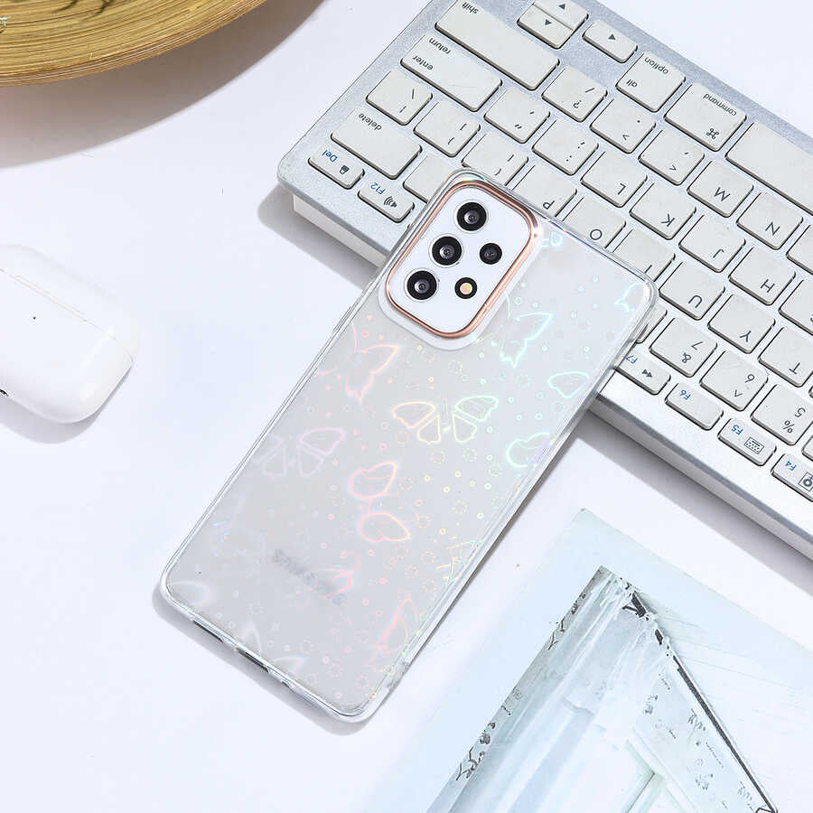 Galaxy A73 Kılıf Zore Sidney Desenli Sert Kapak Butterfly No2
