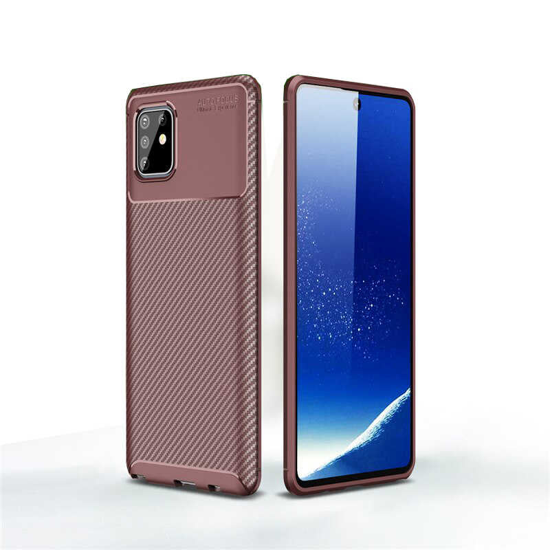 Galaxy A81 (Note 10 Lite) Kılıf Zore Negro Silikon Kapak Kahverengi