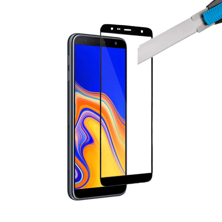 Galaxy J4 Plus Davin 5D Cam Ekran Koruyucu Siyah