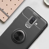 Galaxy J8 Kılıf Zore Ravel Silikon Kapak Siyah-Mavi