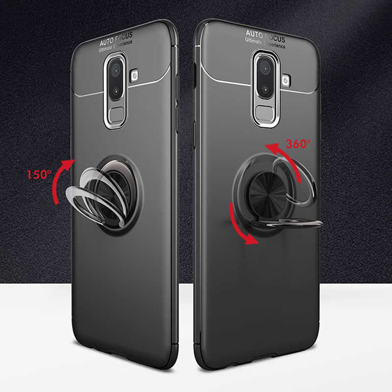 Galaxy J8 Kılıf Zore Ravel Silikon Kapak Siyah-Mavi