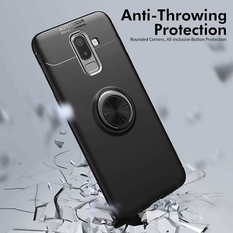 Galaxy J8 Kılıf Zore Ravel Silikon Kapak Siyah-Mavi