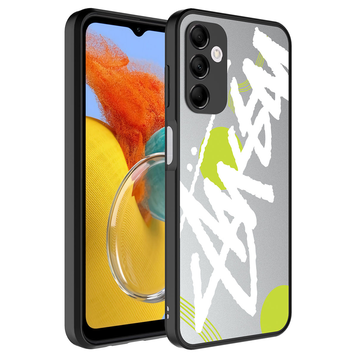 Galaxy M14 Kılıf Aynalı Desenli Kamera Korumalı Parlak Zore Mirror Kapak Yazı