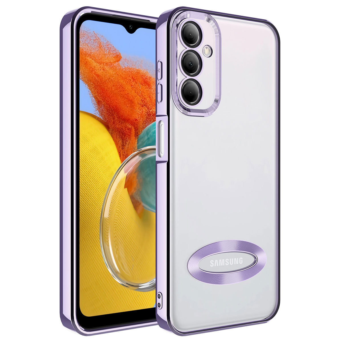 Galaxy M14 Kılıf Kamera Korumalı Logo Gösteren Zore Omega Kapak Siyah