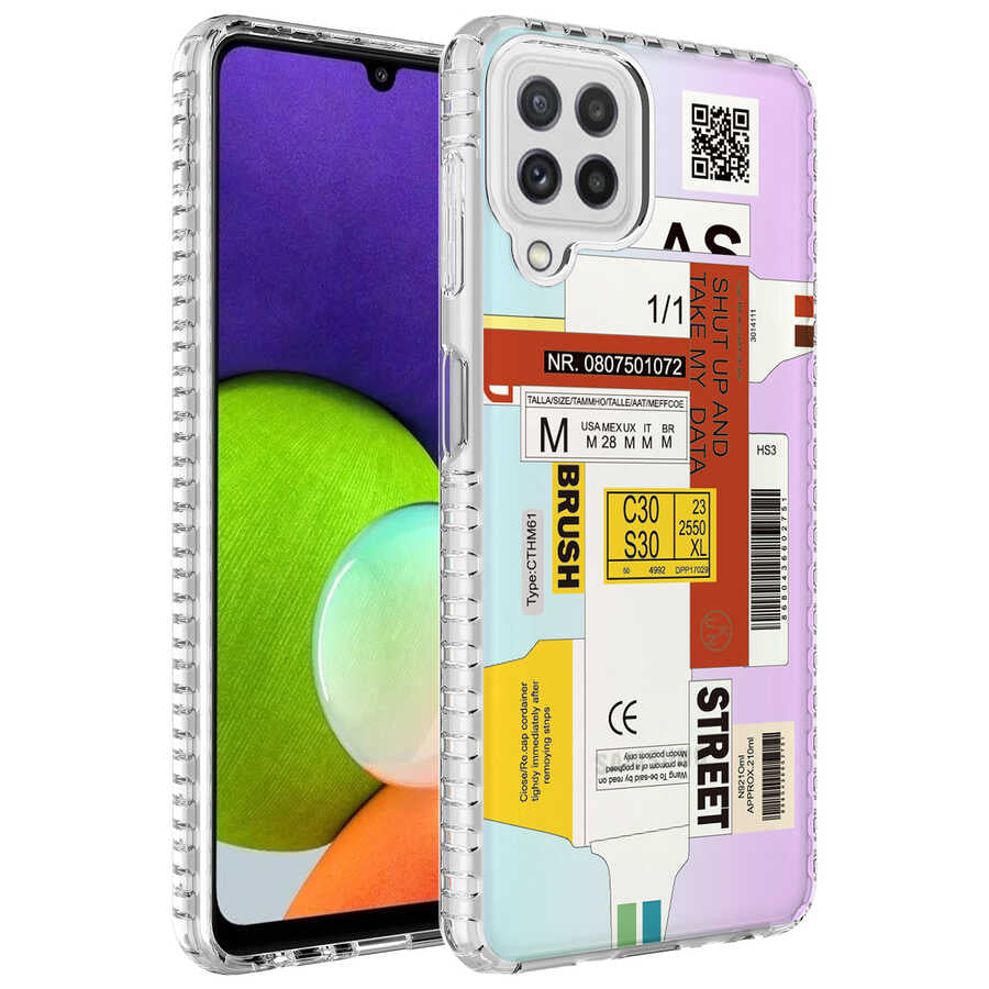 Galaxy M22 Kılıf Airbag Kenarlı Renkli Desenli Silikon Zore Elegans Kapak NO2