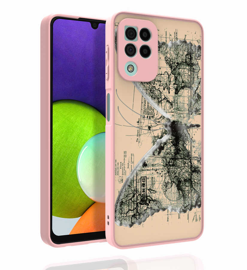 Galaxy M22 Kılıf Desenli Kamera Korumalı Parlak Zore Nora Kapak NO4