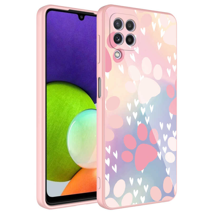 Galaxy M22 Kılıf Kamera Korumalı Desenli Sert Silikon Zore Epoksi Kapak NO4
