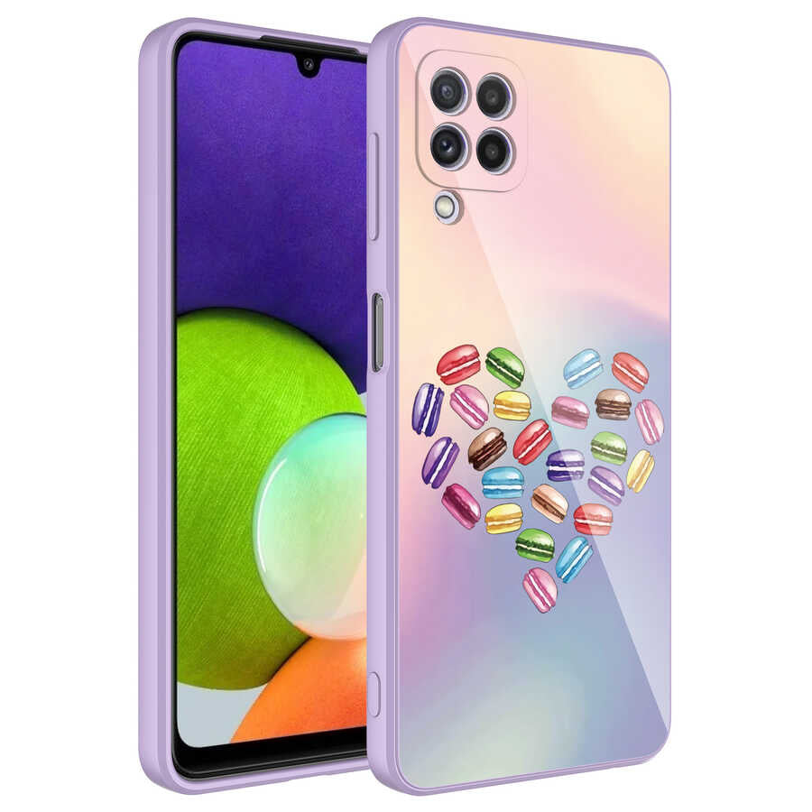 Galaxy M22 Kılıf Kamera Korumalı Desenli Sert Silikon Zore Epoksi Kapak NO7