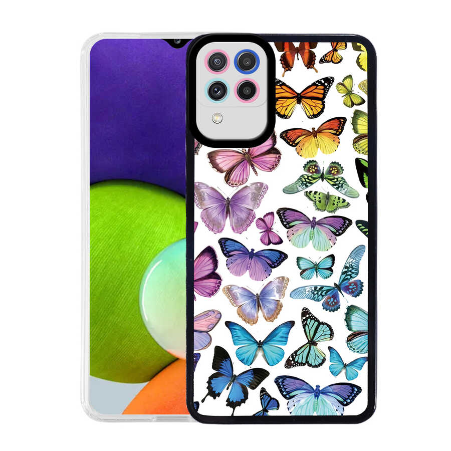 Galaxy M22 Kılıf Zore M-Fit Desenli Kapak Butterfly No3