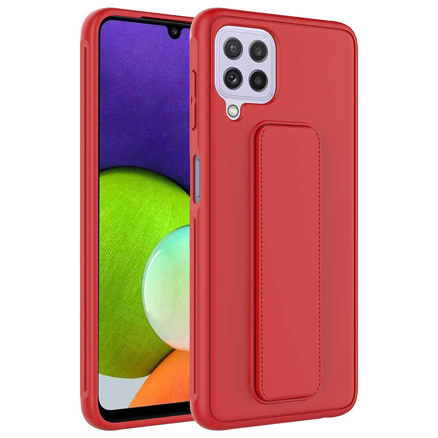 Galaxy M22 Kılıf Zore Qstand Kapak Kırmızı