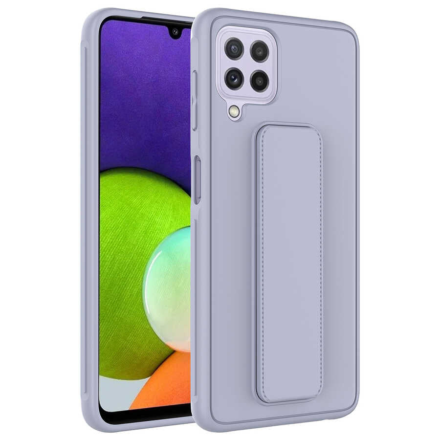 Galaxy M22 Kılıf Zore Qstand Kapak Gri