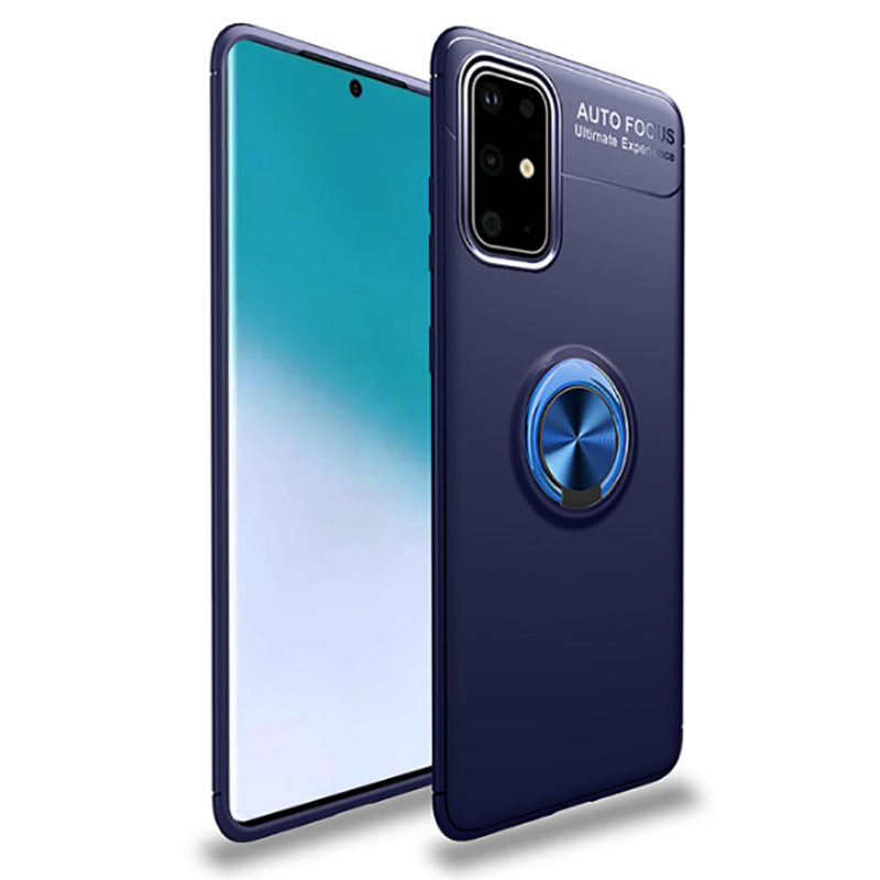 Galaxy M31S Kılıf Zore Ravel Silikon Kapak Siyah-Mavi