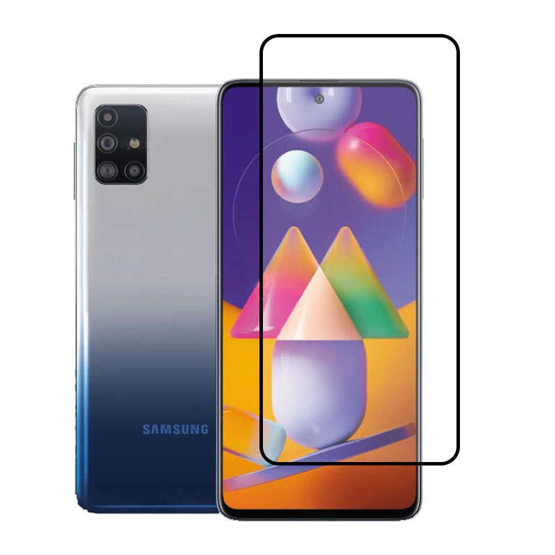 Galaxy M31S Zore Kenarları Kırılmaya Dayanıklı Cam Ekran Koruyucu Siyah