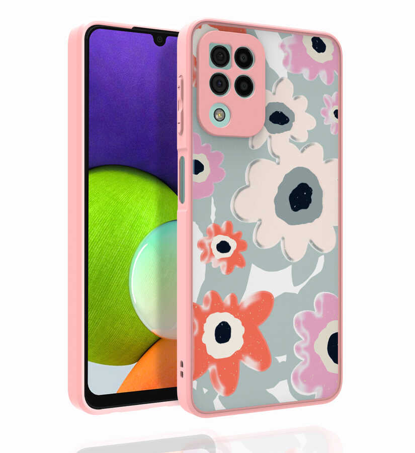 Galaxy M32 Kılıf Desenli Kamera Korumalı Parlak Zore Nora Kapak NO1