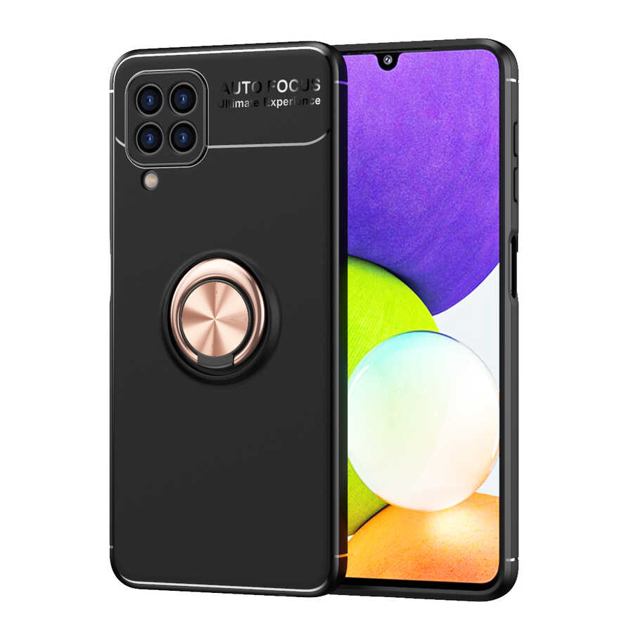 Galaxy M32 Kılıf Zore Ravel Silikon Kapak Siyah-Mavi