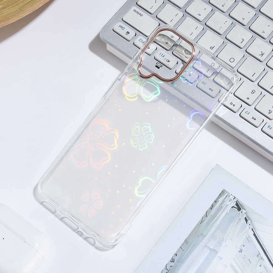 Galaxy M32 Kılıf Zore Sidney Desenli Sert Kapak Flower No3