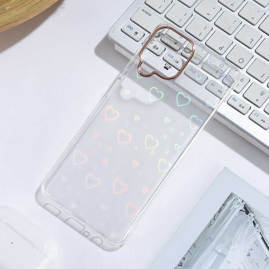 Galaxy M32 Kılıf Zore Sidney Desenli Sert Kapak Heart No1