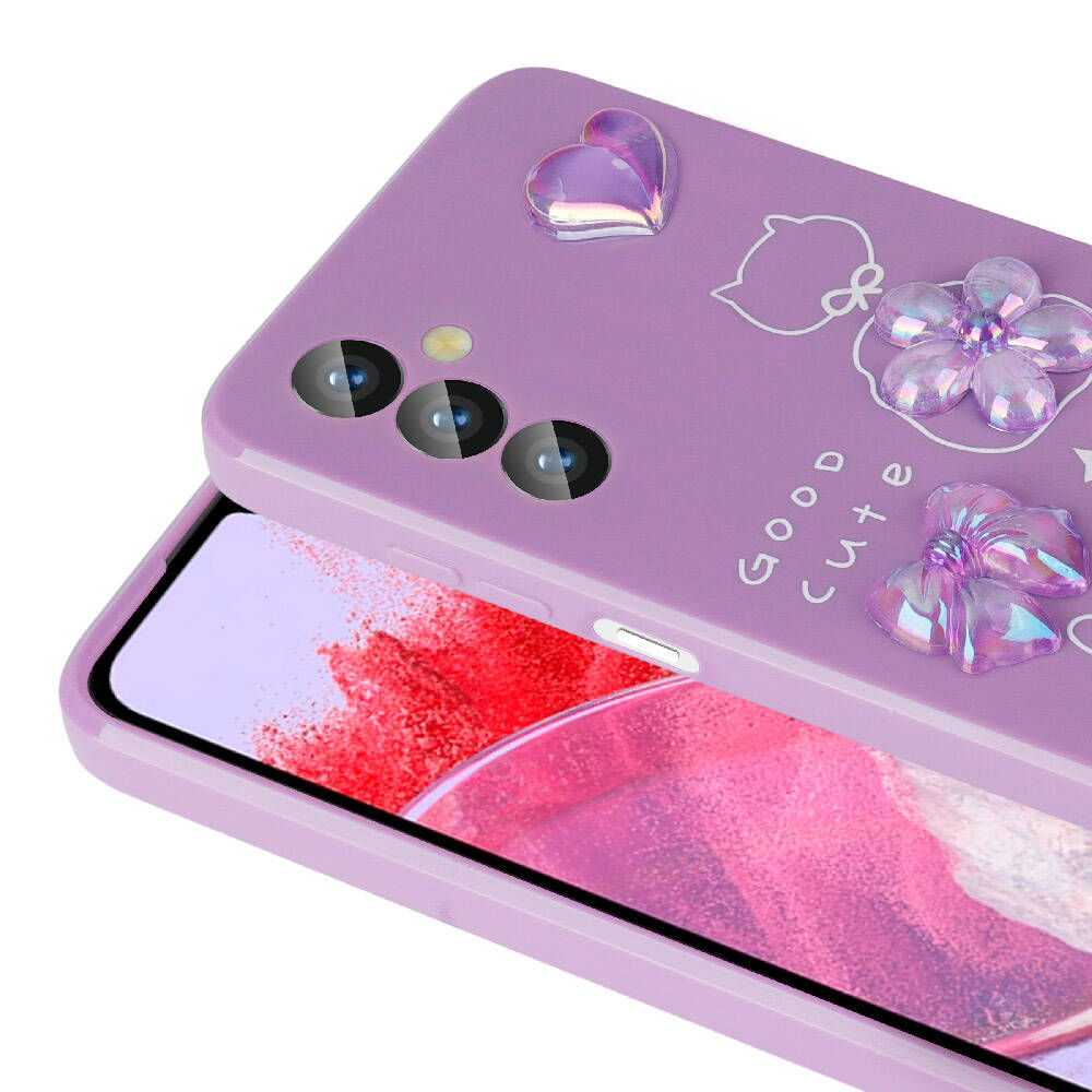 Galaxy M34 5G Kılıf Kabartma Figürlü Parlak Zore Toys Silikon Kapak Beyaz