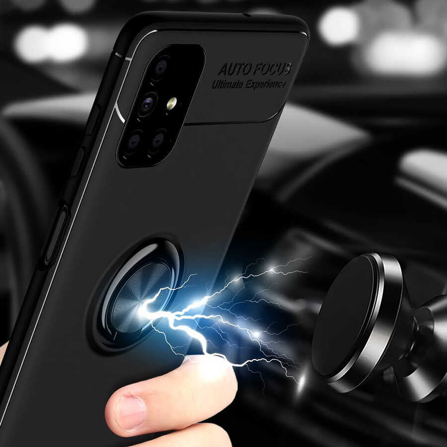Galaxy M51 Kılıf Zore Ravel Silikon Kapak Siyah-Rose Gold