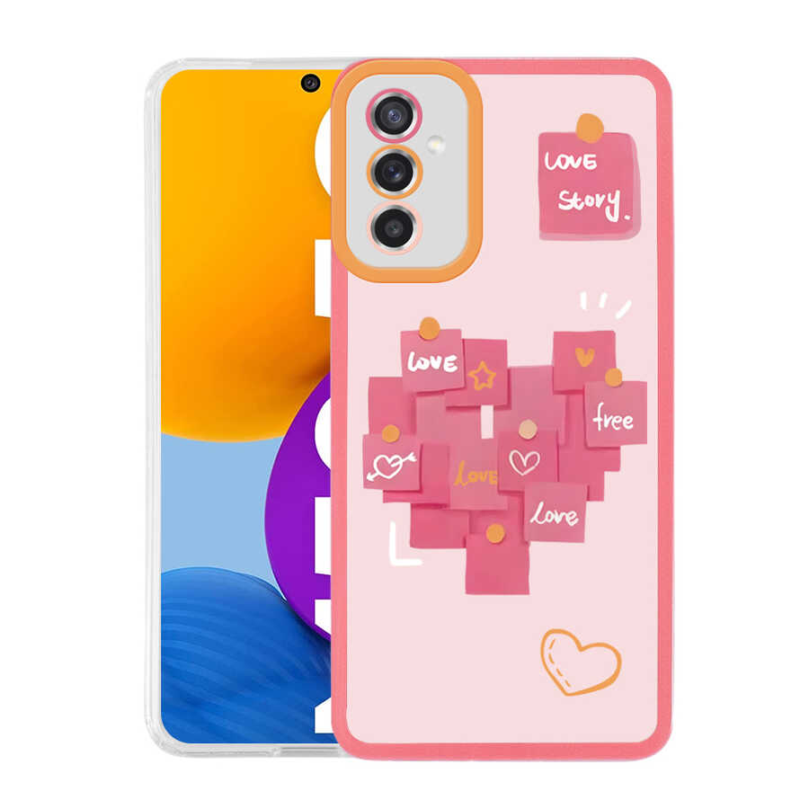 Galaxy M52 Kılıf Zore M-Fit Desenli Kapak Heart No6