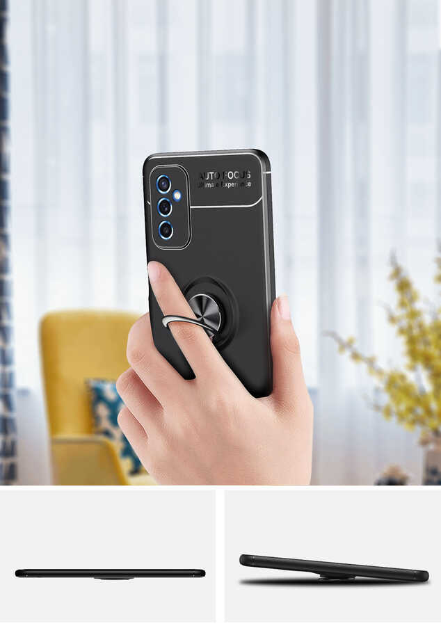 Galaxy M52 Kılıf Zore Ravel Silikon Kapak Siyah-Rose Gold