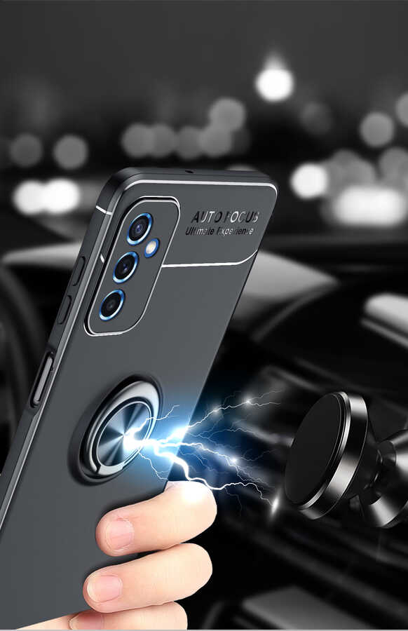 Galaxy M52 Kılıf Zore Ravel Silikon Kapak Siyah-Kırmızı