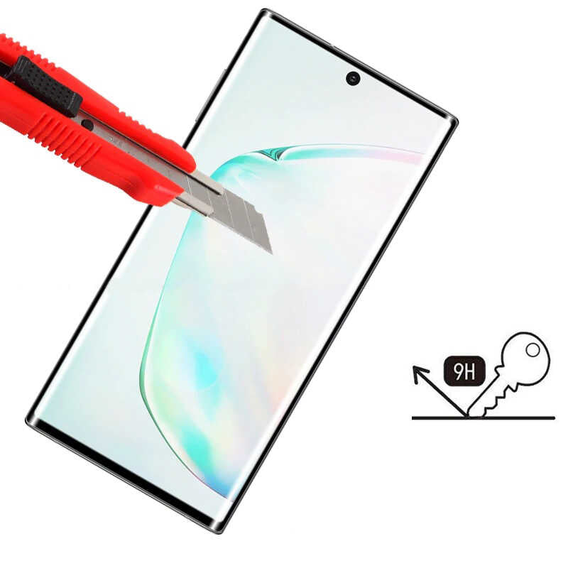 Galaxy Note 10 Zore Kavisli Full Yapışkanlı Cam Ekran Koruyucu Siyah