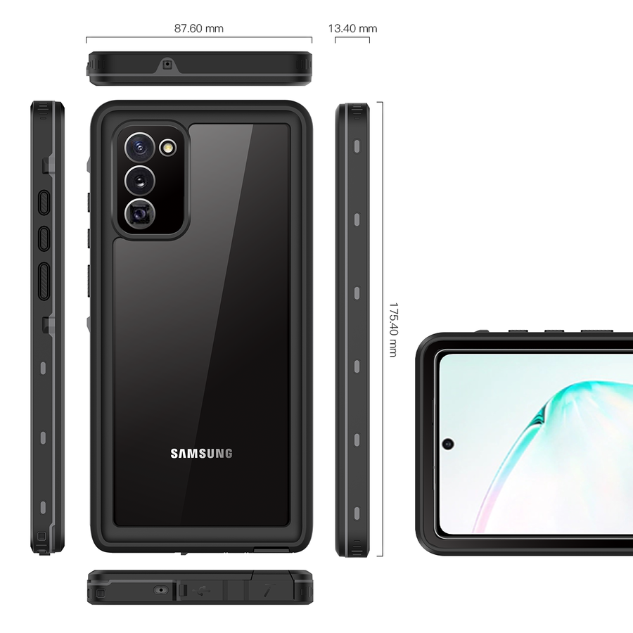 Galaxy Note 20 Kılıf 1-1 Su Geçirmez Kılıf Siyah