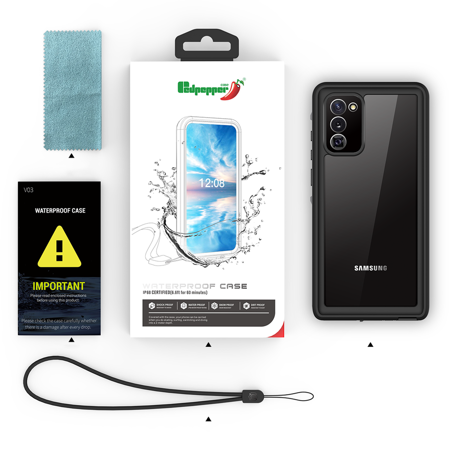 Galaxy Note 20 Kılıf 1-1 Su Geçirmez Kılıf Siyah