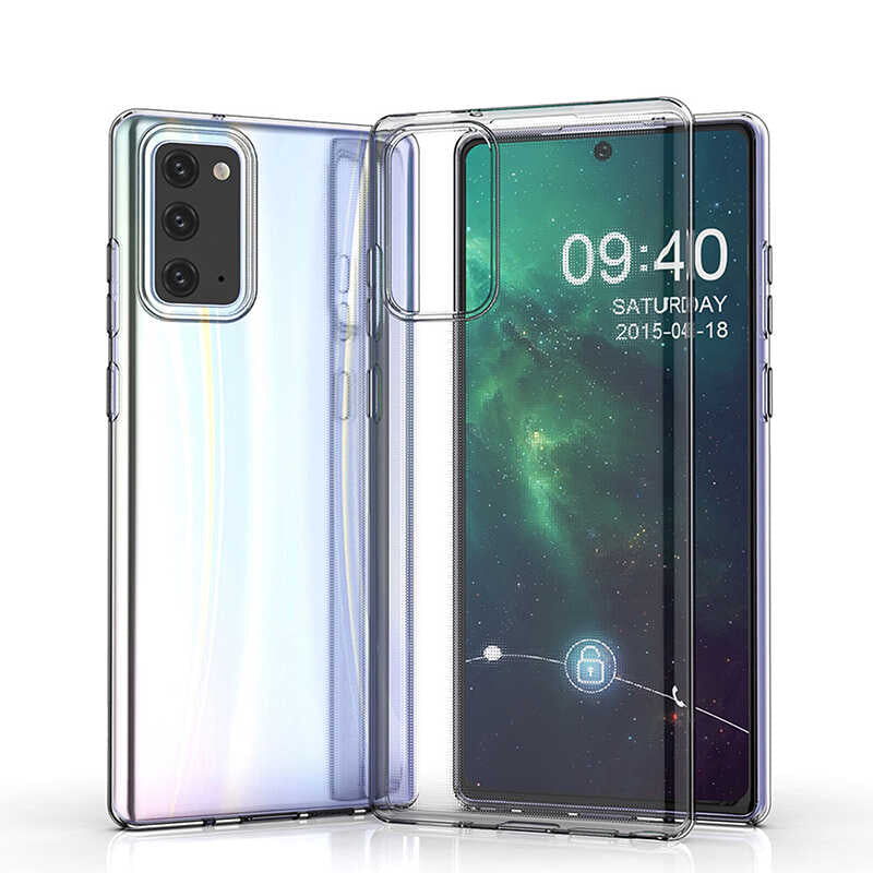 Galaxy Note 20 Kılıf Zore Süper Silikon Kapak Renksiz