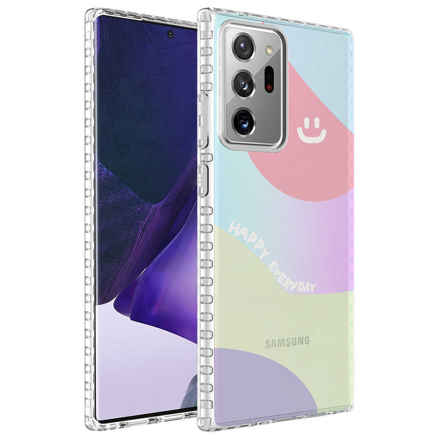 Galaxy Note 20 Ultra Kılıf Airbag Kenarlı Renkli Desenli Silikon Zore Elegans Kapak NO7