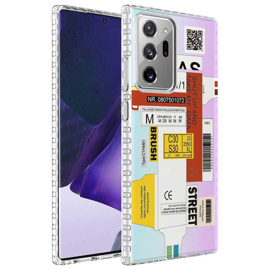 Galaxy Note 20 Ultra Kılıf Airbag Kenarlı Renkli Desenli Silikon Zore Elegans Kapak NO2