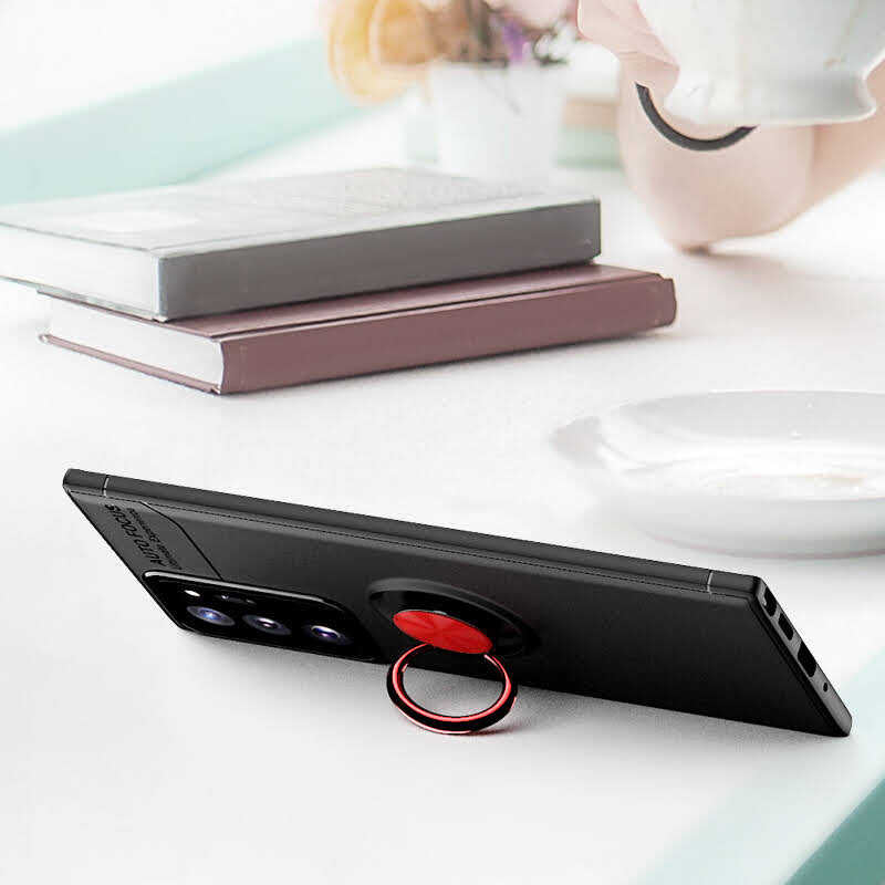 Galaxy Note 20 Ultra Kılıf Zore Ravel Silikon Kapak Siyah-Mavi