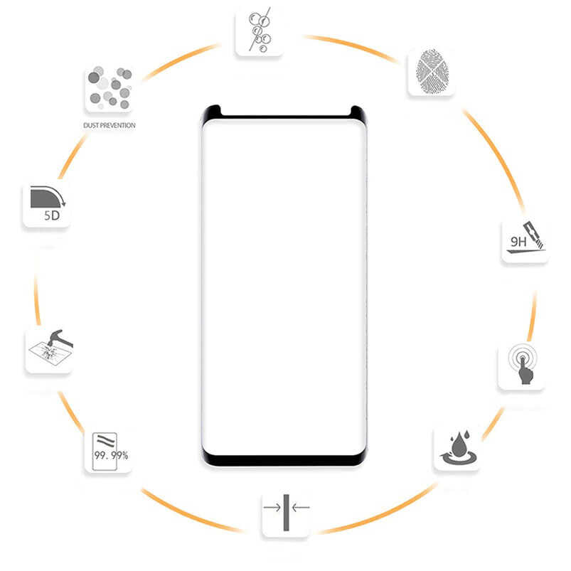 Galaxy Note 8 Zore Kavisli Full Yapışkanlı Cam Ekran Koruyucu Siyah