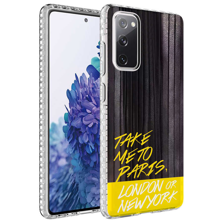 Galaxy S20 FE Kılıf Airbag Kenarlı Renkli Desenli Silikon Zore Elegans Kapak NO3